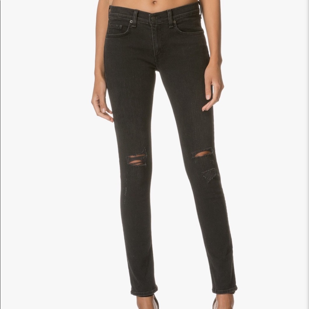 Rag & Bone jeans, The Skinny in Soft Rock w/ Holes